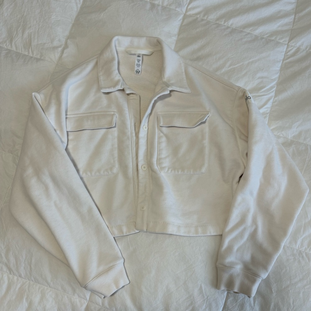 Alo crop button up polo sweater